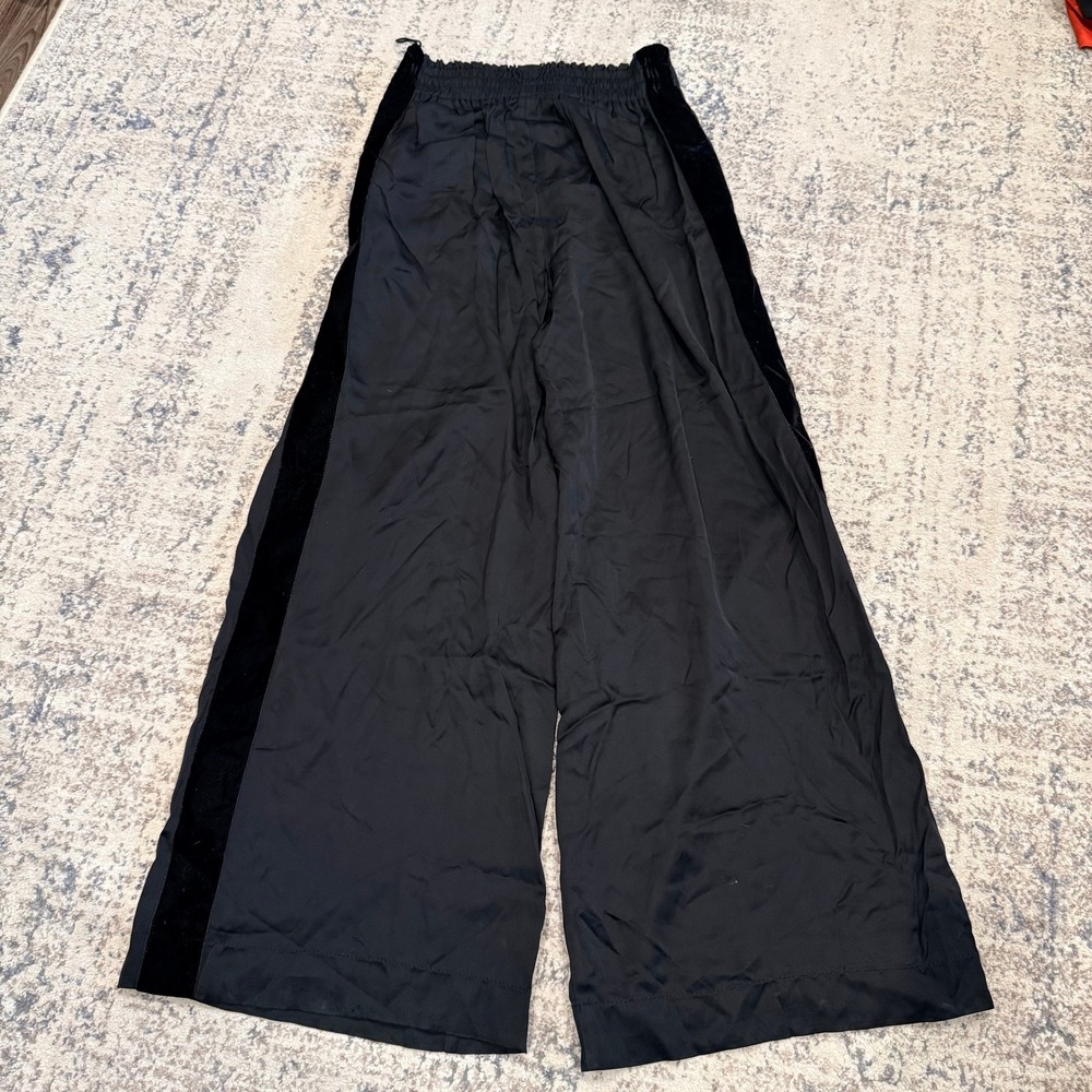 ANIYE BY Womens Black Wide Leg Trousers Velvet Side Stripe Viscose Size M - Picture 8 of 8